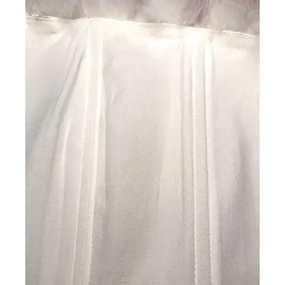 Sau Lee Jayde Sateen Jacquard Feather Hem Ivory White Mini Dress Size 14 - Picture 11 of 13